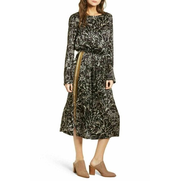 Treasure & Bond Dresses & Skirts - Treasure & Bond Womens Blouson Floral Print Midi Dress Size L